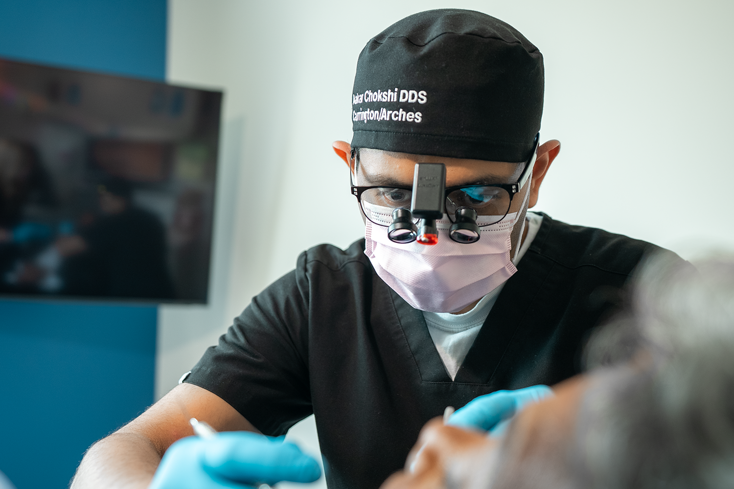 Patient during a dental appointment