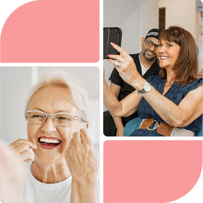 person flossing showing new smile