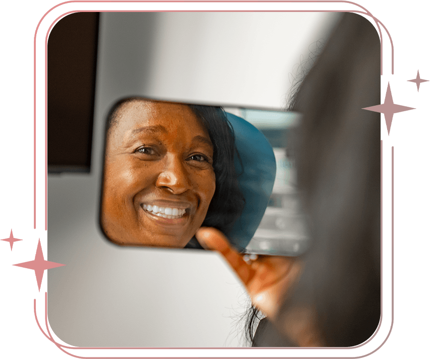 lady looking into mirror